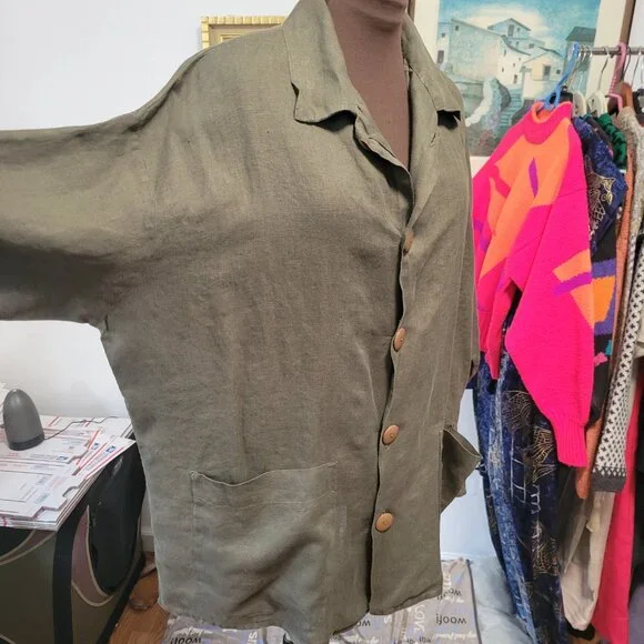 Vintage 90's Flax by Jeanne Engelhart Linen Jacket Size M - Picture 4 of 10